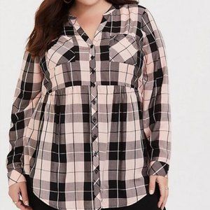 Torrid Size 1 Babydoll Checkered blouse
